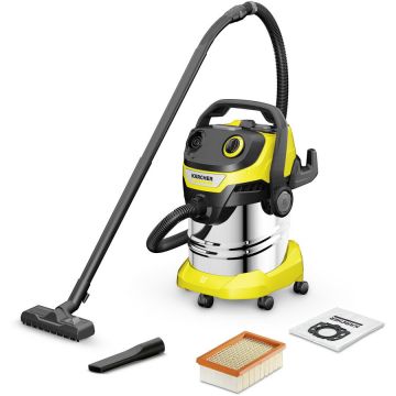 Aspirator multifunctional Karcher WD 5 S V-25/5/22, 1100 W, aspirare umeda si uscata, 25 l rezervor, furtun 2.2 m, functie de suflare, galben/negru