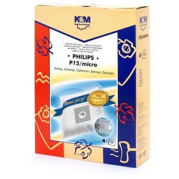 K&M Saci pentru aspirator, 4 buc, Maner carton, Gri