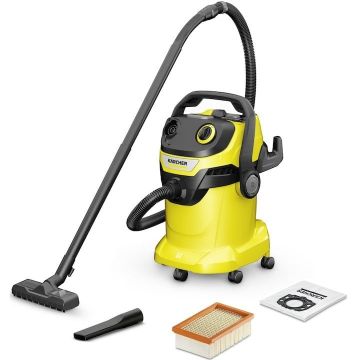 Aspirator multifunctional Karcher WD 5 V-25/6/22 , 1100 W, aspirare umeda si uscata, 25 l rezervor, Furtun 2.2 m, functie de suflare, galben/negru