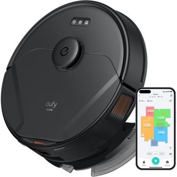 Aspirator robot eufy by Anker RoboVac X8 Pro, 8000 Pa, iPath Laser Navigation, Wi-Fi, AI.Map 2.0, Tehnologie Twin-Turbine (Negru)