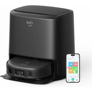 Aspirator robot eufy Clean X9 Pro, Vacuum-Mop 2-in-1, Statie inteligenta de curatare automata, iPath Laser Navigation, Wi-Fi, 5500Pa (Negru)