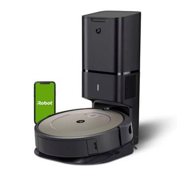 Aspirator robot iRobot Roomba i1+ (i1556), Autonomie 60 minute, Recipient 0.4 l, Control prin aplicatie (Gri)