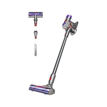 Aspirator vertical fara fir Dyson V8 Advanced 492636-01, 425 W, Autonomie 40 minute, 130 AW, Recipient 0.54 l (Argintiu/Nichel)