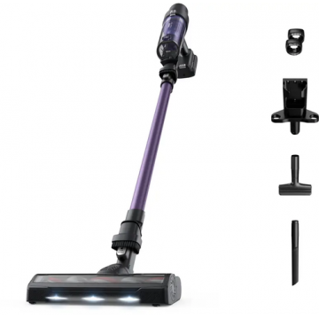 Aspirator vertical Tefal X-Pert 7.60 TY6A31, 140 W, Autonomie 45 minute, Iluminare LED, Recipient 0.44 l (Violet/Negru)