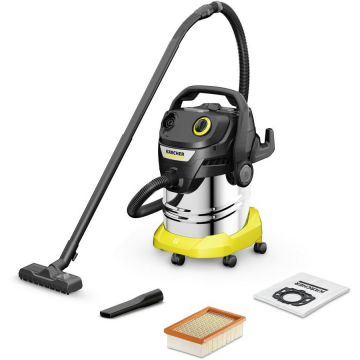 Karcher Aspirator Karcher WD 5 S V - 25/5/22, umed/uscat, recipient otel 25L, 1100W, Galben/Negru (1.628-482.0)