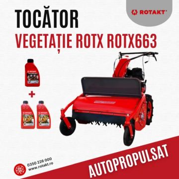 Tocător de Vegetaţie Autopropulsat Rotakt ROTX663, Putere Motor 9CP + 0.6L ulei motor + 2L ulei transmisie