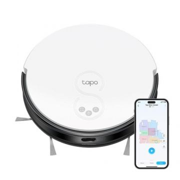 Aspirator robot TP Link Tapo RV20, Autonomie 3 ore, Navigare LiDAR, Aspirare cu 4 niveluri, Recipient 0.4 l, Filtru HEPA11, Wi-Fi, Bluetooth (Alb)