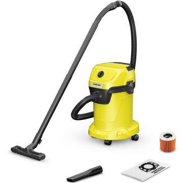 Karcher Aspirator umed-uscat Karcher WD 3 V-19/4/20, 1.628-107.0, Aspirare umeda si uscata, rezervor de 19 L, furtun de 2 m, 1000 W, functie de suflare, sistem de blocare Pull & Push, Galben-Negru