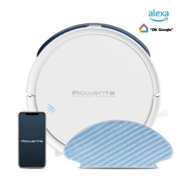 Aspirator robot Rowenta X-Plorer Serie 50 RR7387WH  33W  recipient 0.4L  3 functii de curatare  Wi-Fi  sistem Aqua Force  alb