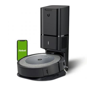 Aspirator robot iRobot Roomba i5658, evacuare automata a recipientului de praf, 0.4 l recipient, 1.7 l sac, control vocal, control din aplicatie (Negru)