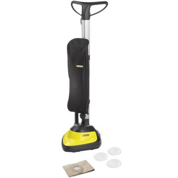 Aparat de lustruit podele Karcher FP 303, 600 W, 1000 RPM, Sac textil, 3 pad-uri polisare, Galben/Negru