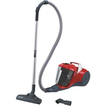 Aspirator fara sac Hoover BR11 011, 700 W, 2 L, 28 kWh/an, Tub telescopic metalic, Tehnologie Cyclonica, Accesoriu 2 in 1, Filtru EPA lavabil, Raza de operare 8 m, Rosu