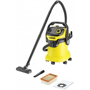 Aspirator multifunctional Karcher WD 5, 25 L, 1100 W, Maner detasabil, Duza de podea si Furtun de aspirare