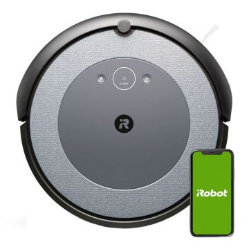 Aspirator robot iRobot Roomba I3 Cool 3152, 26W, 75 min, Li-ion, WiFi, App, 3-Stage Cleaning System, Senzor anti-cadere, 2 perii Multi Surface rotative, Gri