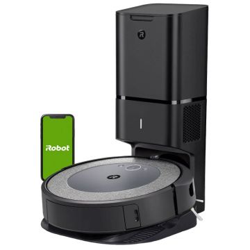 Aspirator robot iRobot Roomba I3+ LIGHT 3556, Wi-Fi, Google Assistant & Alexa, 3-Stage Cleaning System, Senzori scari, Golire automata gunoi, Li-Ion, Gri deschis