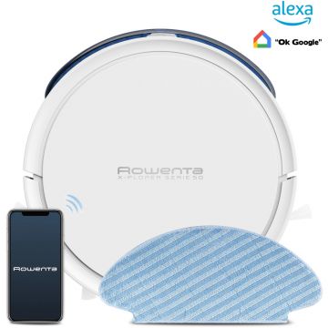 Aspirator robot Rowenta X-Plorer Serie 50 RR7387WH, Wi-Fi, Allergy Care, Smart Exploration 4.0, 3 Functii de curatare, 0.4 L, Autonomie de 120 min, 1.3 kWh/an, Alb