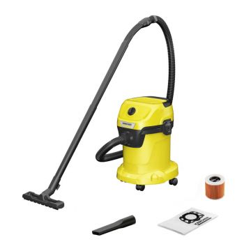 Aspirator umed/uscat Karcher WD 3 V-17/4/20 1.628-101.0, 1000W, 17L, Aspirare umeda si uscata, Maner transport pliabil, Functie de suflare, Duza spatii inguste, Galben