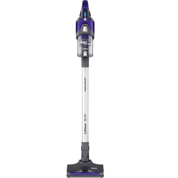 Aspirator vertical 2 in 1 Morphy Richards SuperVac Slk 734000, 400 W, 0.5 L, 32.4 V, 20 kWh/an, 4 etape de filtrare, 78 dB, Acumulatori Li-Ion, Gri-Albastru