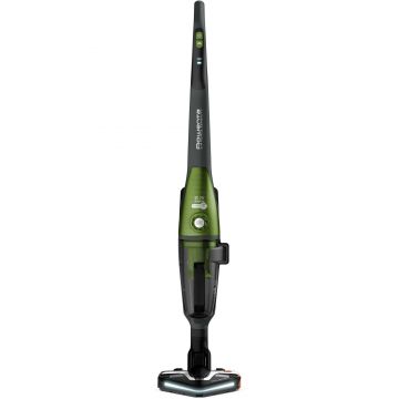 Aspirator vertical Rowenta Air Force Serenity RH9172WO, 0.5 L, 25.2 V, 57 W, Iluminare LED, Tehnologie ciclonica, Filtrare dubla, Autonomie 70 min, 5.2 kWh/an, Gri/Verde