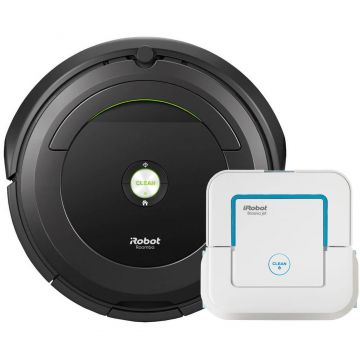 Pachet: Robot de aspirare iRobot Roomba 696 + Mop robot iRobot Braava Jet 240 Cadou