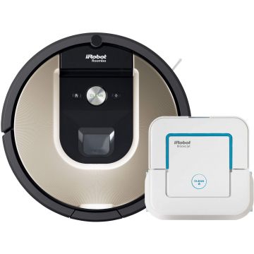 Pachet: Robot de aspirare iRobot Roomba 966 + Mop robot iRobot Braava Jet 240 Cadou