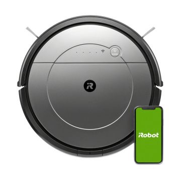 Robot aspirator si mop iRobot Roomba Combo R113840, Wi-Fi, 26kwh/an, 0.45 L, Baterie 3000 mAh, Indicator luminos, Incarcare automata, Autonomie 110 min, Negru/Gri