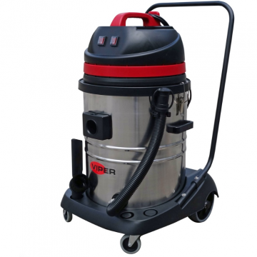 Aspirator 2Motoare 55l 78dB Cablu 8m 24.5kg Otel Inoxidabil Rosu/Negru