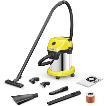 Karcher umed & uscat WD3 S, 1000W, 17L, Galben/Negru/Argintiu