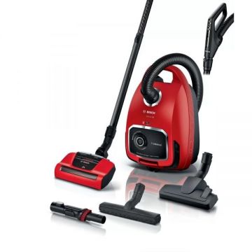 BOSCH Aspirator cu sac Bosch BGL6PET1, 700W, Sac 4l, Rază 12m, Kit ProAnimal, Perie AirTurbo Plus, Telecomandă, Tornado Red