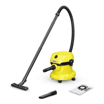 Aspirator Karcher WD 2 PLUS V-12/4/18, Umed/Uscat, 12 L, 1000 W (Galben/Negru)