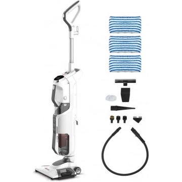 Aspirator Vertical cu Abur, Multifunctional, Polti Vaporetto 3 Clean, 1800 W, 0.5 l, Cyclonic, Alb Gri