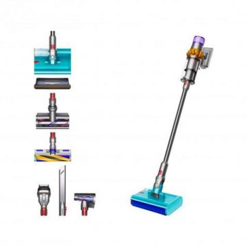 Aspirator vertical fara fir cu spalare Dyson V15s Detect Submarine 448798-01, 600W, 60 min (Nichel/Albastru)