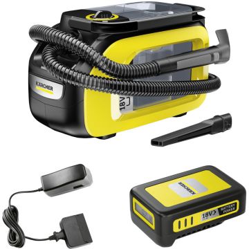 Aspirator cu spalare Karcher SE 3-18 Compact Battery Set, 2.9 l, 18 V, Duza spatii inguste, Galben/Negru