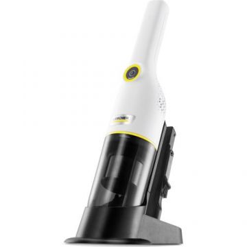 Aspirator de mana compact Karcher CVH 3 Plus, 1.198-350.0, 70 W, 2 Ah, Filtru HEPA 12, autonomie 20 min (max), statie de incarcare (Alb/Negru)