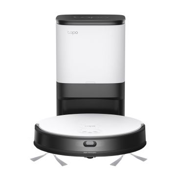 Aspirator robot TP-Link Tapo RV20 Mop Plus, Mop integrat, Statie cu golire automata 4 L, Autonomie 3 ore, LiDAR, Alb/Negru