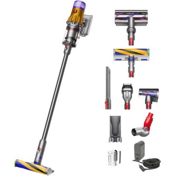 Aspirator vertical fara fir Dyson V12 Slim Detect Absolute cu iluminare 2023, Autonomie 60 minute, 2 perii, 6 accesorii