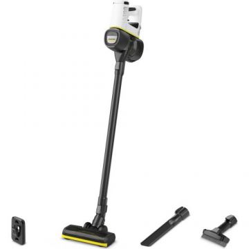 Aspirator vertical Karcher VC 4 Cordless myHome, 1.198-630.0, 140 W, 2 trepte de viteza, 21,6 V , 2,5 Ah, 650ml, perie activa (Alb/Negru)