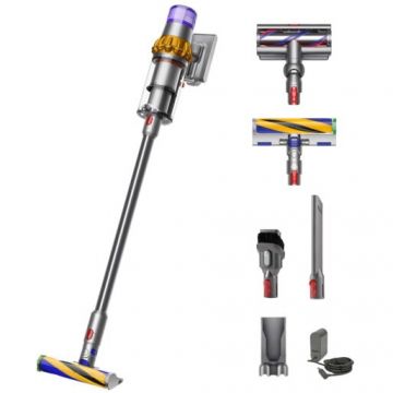 DYSON Aspirator vertical Dyson V15 Detect Absolute 2023 cu iluminare , 660 W, ecran LCD, 0.77l, autonomie 60 min, galben-nichel