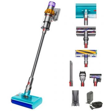 DYSON Aspirator vertical fara fir cu spalare Dyson V15s Detect Submarine, 660 W, 240 AW, autonomie 60 minute, galben-nichel