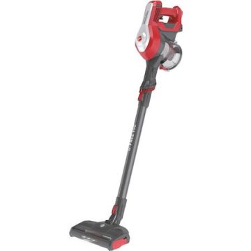 Hoover Aspirator vertical Hoover HF122RH 011, 170W, tehnologie ciclonica, 22 V, baterie Li-Ion, timp de rulare pana la 40 min, filtru, functie turbo, cos 0.9 l, Rosu/Gri